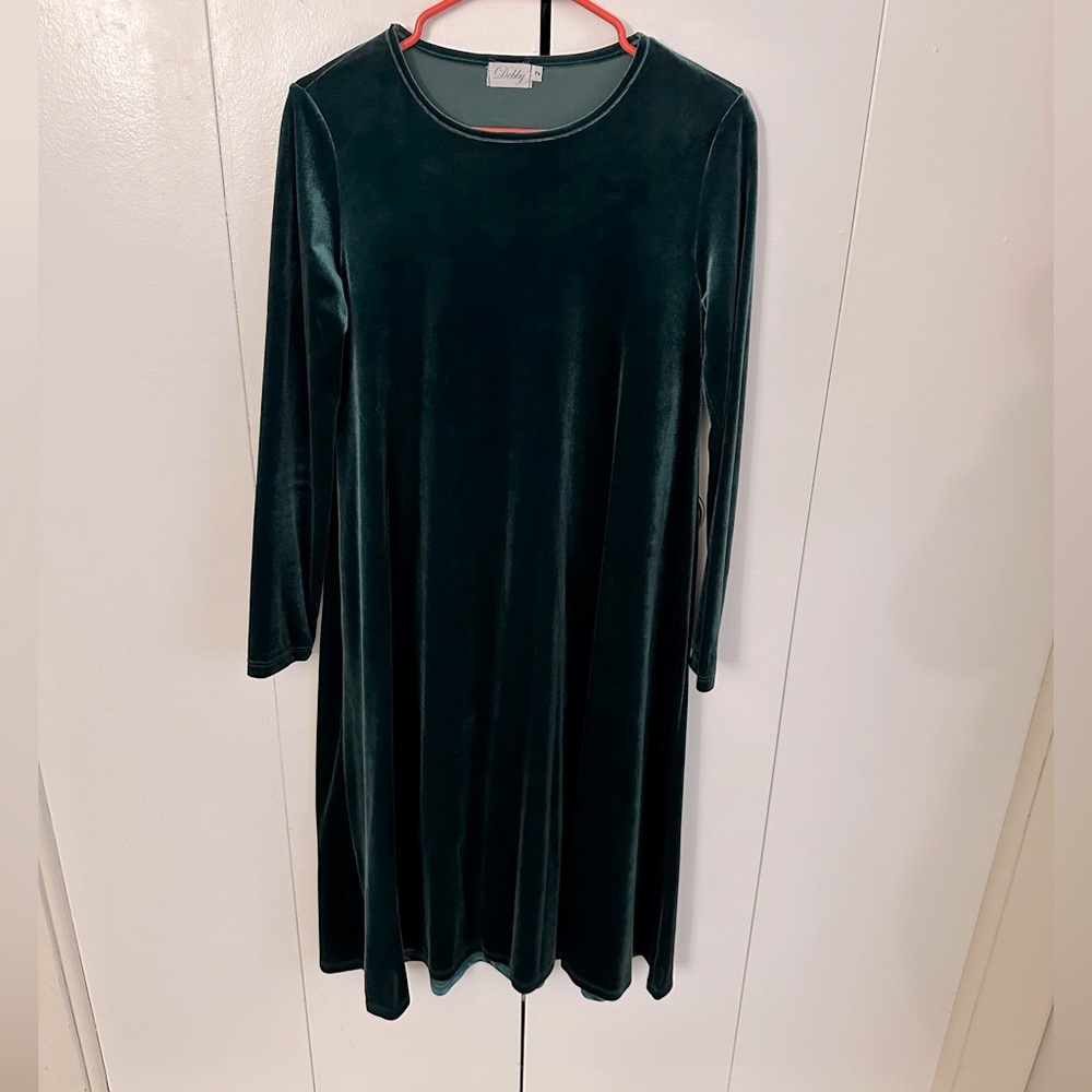 Green Velour Swing Dress